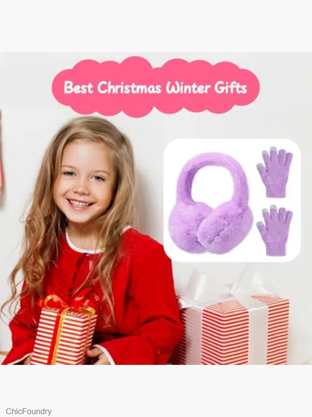 Kids Plush Earmuffs and Gloves Set Faux Fur Ear Warmers Winter Outdoor